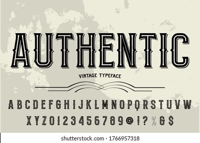 fuente vintage, vector tipográfico, letras y números, diseño alfabético, estilo blanco