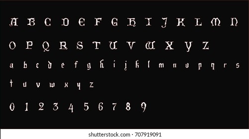 Vintage font - Vector illustration - Typewriter font - Victorian font