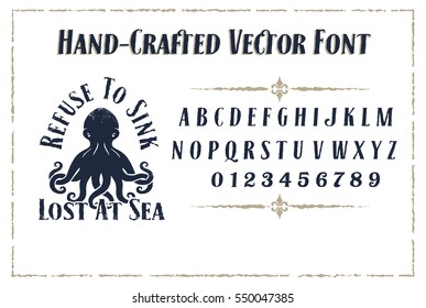 Vintage Font Vector with Steam Punk Alphabet Type
