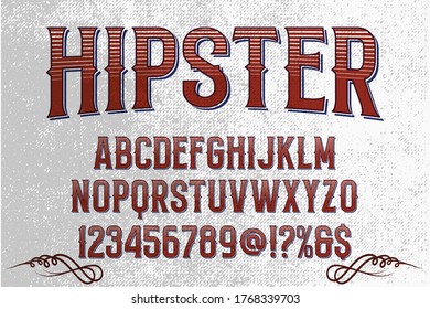 vintage font, white and black style background, alphabet vector, typeface design