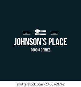 Vintage food and drink logo. This logo icon incorporate with spoon and company name in the creative way. It will be suitable for food and restaurant .