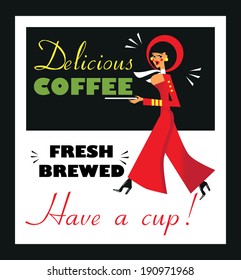 Vintage Food & Drink Poster Print Coffee Vintage sign - Fresh Brewed Coffee clean sign