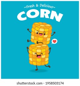 Vintage food poster design with corn character.