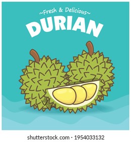 Vintage food poster design with durian.