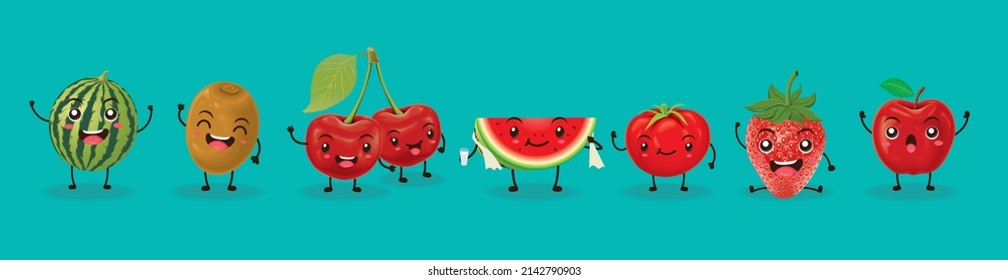 Vintage food poster design with fruits character.