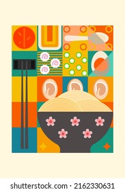 Vintage Food Poster Design Vector Ramen Stock Vector (Royalty Free ...