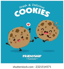 Vintage food poster design with vector cookies characters.