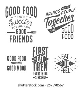 Vintage Food Related Typographic Quotes 