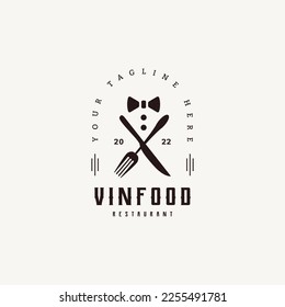 vintage food restaurant with bow tie logo design for kitchen food logo