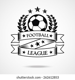 Vintage football badge. Creative graphic design logo elements. Isolated on gradient white background. Vector illustration.