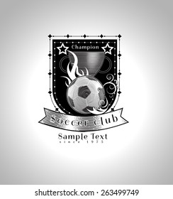 vintage football club insignia vector illustration in classic engraving style
