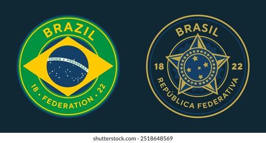 Vintage football logo, badge, emblem and much more. Brazil federation club vintage tee print, athletic apparel design shirt graphic print.