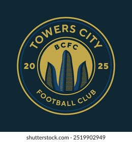 Vintage football logo, badge, emblem and much more. Towers City football club vintage tee print, athletic apparel design shirt graphic print.