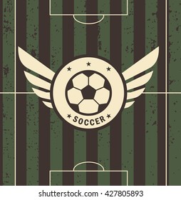 Vintage football sign on field, vector illustration of football, football game, retro football, logo, football, soccer, retro, icon soccer, icon soccer, vintage emblema football team