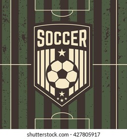 Vintage football sign on field, vector illustration of football, football game, retro football, logo, football, soccer, retro, icon soccer, icon soccer, vintage emblema football team
