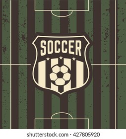 Vintage football sign on field, vector illustration of football, football game, retro football, logo, football, soccer, retro, icon soccer, icon soccer, vintage emblema football team