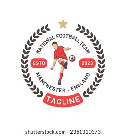 Vintage football and soccer college vector logo isolated. Soccer emblem vector illustration of logos on football theme