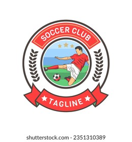 Vintage football and soccer college vector logo isolated. Soccer emblem vector illustration of logos on football theme