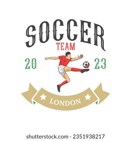 Vintage football and soccer college vector logo isolated. Soccer emblem vector illustration of logos on football theme