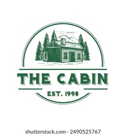 vintage forest cabin creative logo. inspirational logo