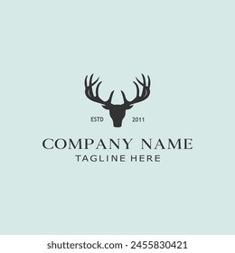vintage forest deer head logo white background