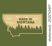 Vintage Forest Illustration 'Made in Montana' - Rustic Design for Nature Lovers