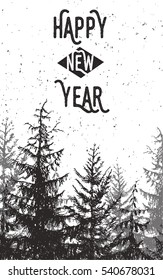 Vintage forest print. Vector illustration