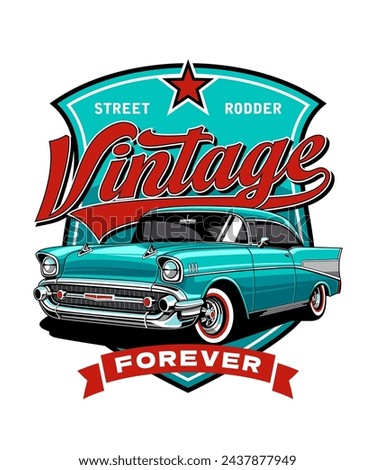 Vintage Forever Car Illustration Design