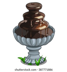 Vintage fountain with liquid chocolate. Vector illustration.