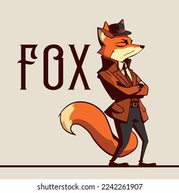 Vintage Fox Illustration. Mafia. Elegant and Fun illustration
