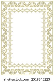 Vintage quadro de formato A4 com amplo ornamento dourado e borda decorativa adicional. Ilustração vetorial
