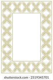 Vintage frame A4 format with wide golden ornament. Vector illustration