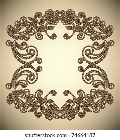 Vintage Frame with abstract flowers
