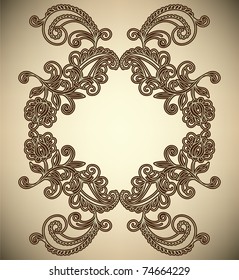 Vintage Frame with abstract flowers