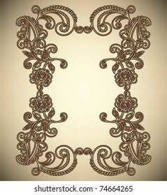 Vintage Frame with abstract flowers