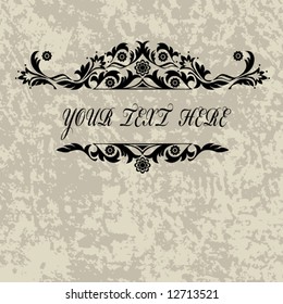 Vintage frame with abstract flowers and curls on a beige background