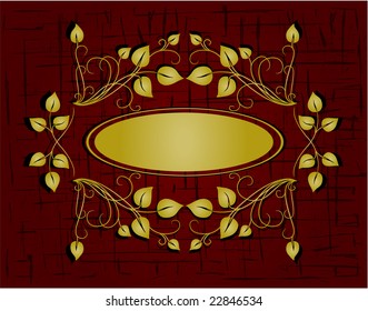 Vintage frame with abstract leafs and curls on a grunge background