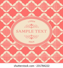 vintage frame with abstract seamless retro pattern on red texture background 