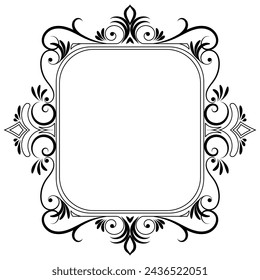 Vintage frame for adding brand messages. Highlighted black abstract frame on white background.