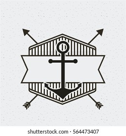 vintage frame with anchor icon over white background. black and white design. vector illustration