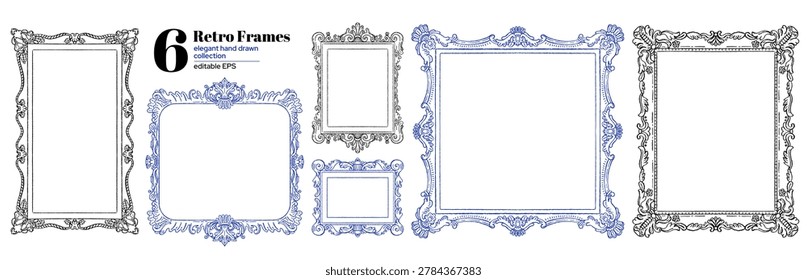 Vintage frame. Antique border. Decorative baroque oval. Vector ornament mirror, picture, photo frame. Victorian ornate, old luxury pattern with scallop decoration. Classic Antique wedding design bg