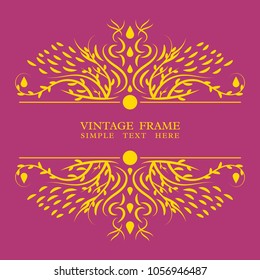 Vintage frame background shape leaf and flower color is yellow and pink backdrop beautiful for template with copy space.