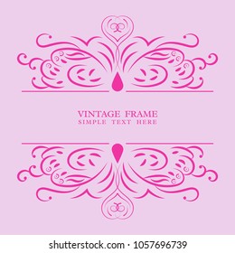 Vintage frame background shape leaf and flower color is pink and backdrop beautiful for template with copy space.