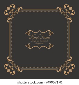 Vintage frame in Baroque style.Decorative ancient gold ornament.Divider for the text. Vector illustration. Design elements.
