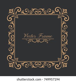 Vintage frame in Baroque style.Decorative ancient gold ornament.Divider for the text. Vector illustration. Design elements.