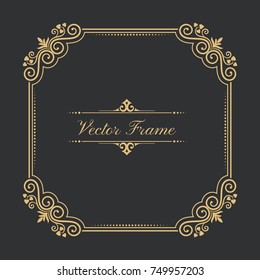 Vintage frame in Baroque style.Decorative ancient gold ornament.Divider for the text. Vector illustration. Design elements.