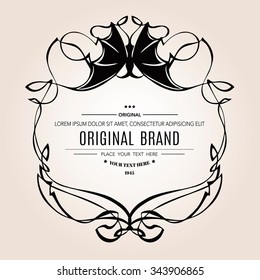 Vintage frame with bat and place for your text.Elegant element for design template.Vector illustration