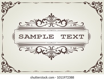 vintage frame with beautiful filigree, decorative border, luxury greeting cards with pattern background,vector illustration