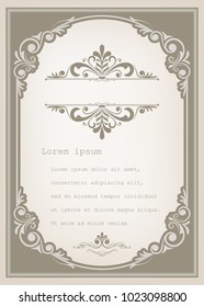 vintage frame with beautiful filigree, decorative border, luxury greeting cards,vector illustration