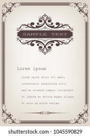 vintage frame with beautiful filigree and decorative border or premium invitation cards,vector illustration